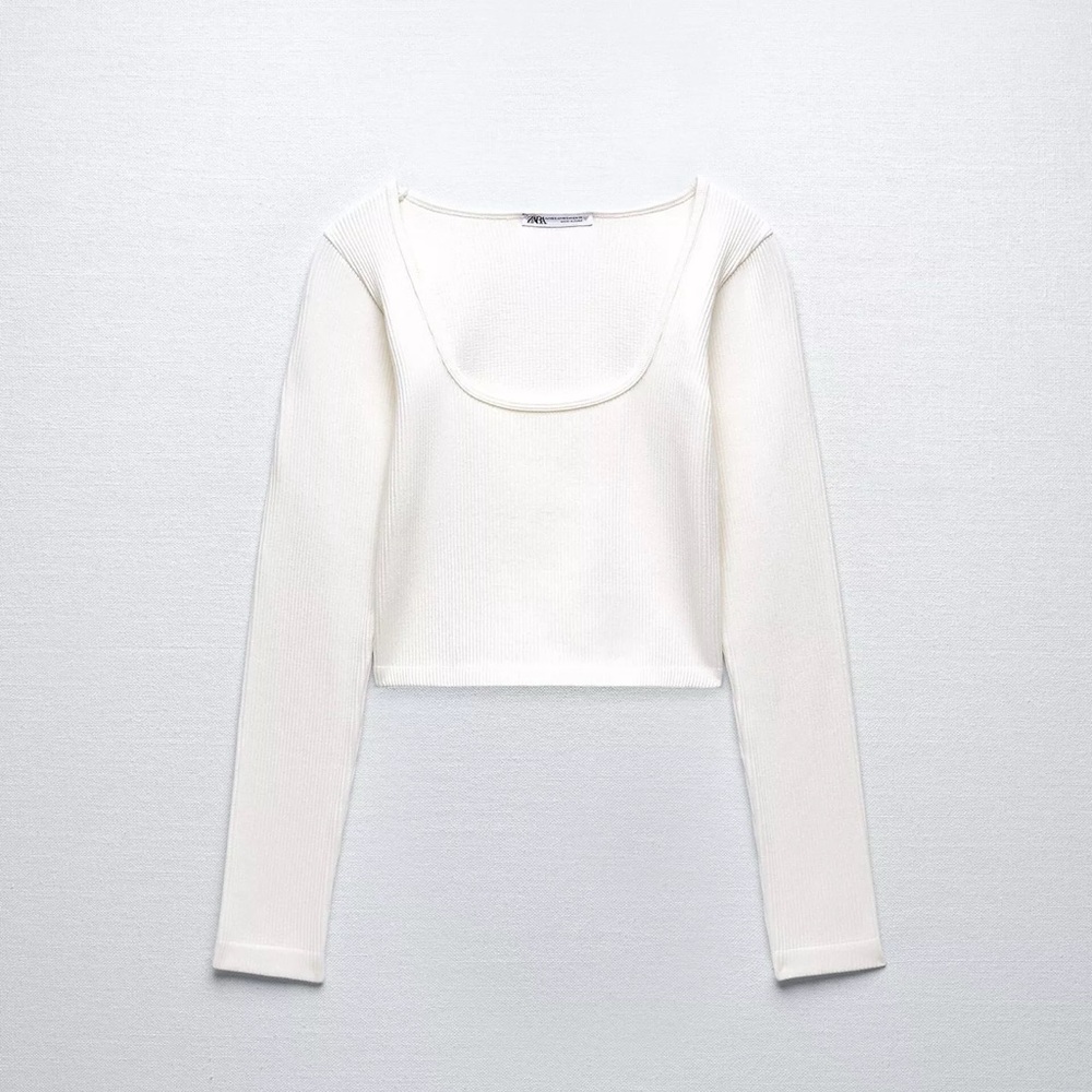 ZARA NWT Elegant Limitless Contour Seamless White Long Sleeve Women's Top
